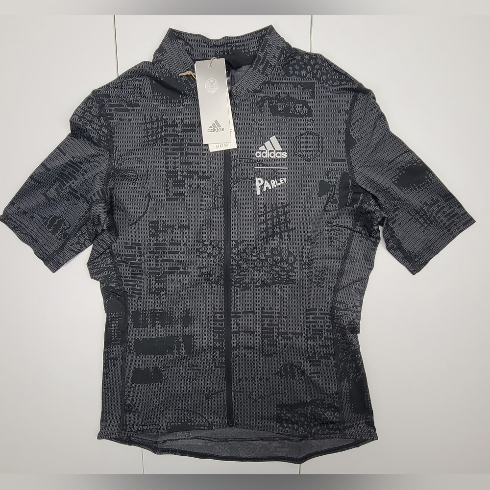 Adidas X Parley Short Sleeve Cycling Jersey Women Sz S Gray Black Reflective New